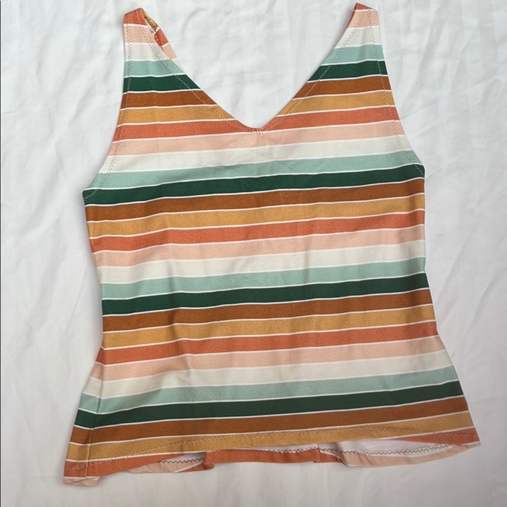 Striped earthy S/M tank Top stretchy cotton